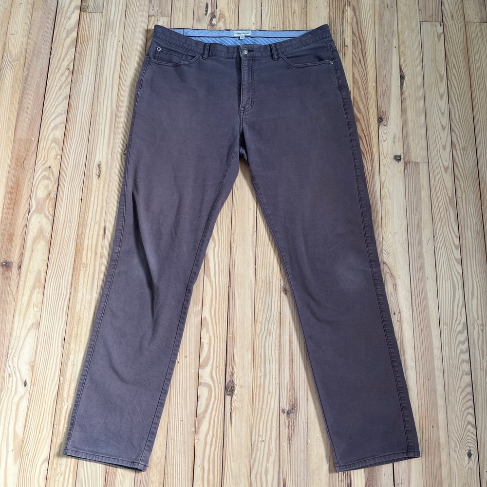 Peter Millar Mens Pants Sz 38 Grey Chinos Flat Front Casual Dress Preppy Stretch